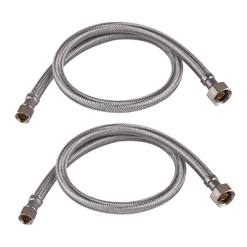 Hausen Conector de grifo de acero inoxidable de 30 pulgadas 3/8 pulgadas C x 1/2 pulgadas FIP, línea de suministro de grifo, paquete de 2