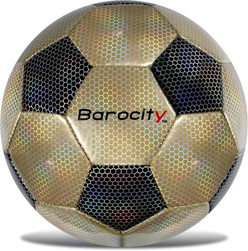 Miniatura 16 de Balón de fútbol premium para niños y niñas, balón oficial de partido con patrón hex arcoíris reflectante, duradero, para interiores, exteriores, Azul