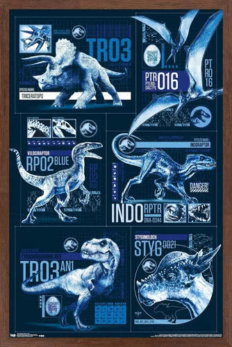 Miniatura 13 de Trends International Jurassic World: Fallen Kingdom - Póster de pared con cuadrícula, 14.725 x 22.375 pulgadas, versión enmarcada de madera