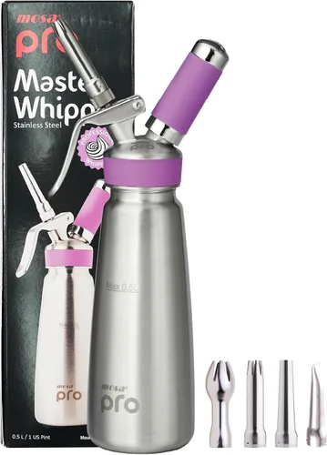 Miniatura 9 de Mosa Dispensador profesional de crema batida de acero inoxidable de 1 cuarto (1 litro), batidora de crema 3 en 1, máquina de preparación fría nitro