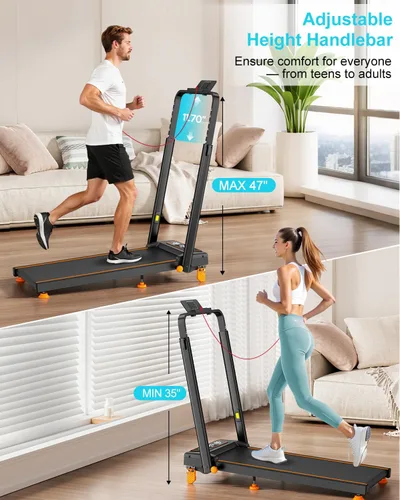 Miniatura 2 de Rayspace Almohadilla para caminar con 12% de inclinación/altura ajustable, almohadilla mejorada de 3.5 HP con barra de asa, caminadora plegable 4