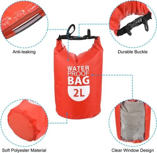 Miniatura 4 de PATIKIL Bolsa seca flotante impermeable, 2 L, bolsa seca flotante para exteriores, mochila con ventana transparente para canotaje, rafting, kayak