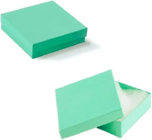 R J Displays - Paquete de 12 cajas de regalo de papel de color huevo de petirrojo verde azulado relleno de algodón, regalo y venta al por menor, día