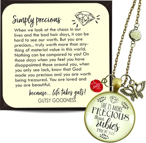 Miniatura 9 de Gutsy Goodness Collar inspirado en la mujer de la fe, colgante hecho a mano con mensaje de esperanza