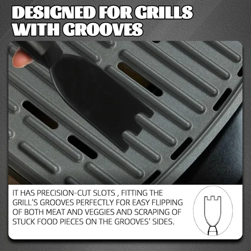 Miniatura 3 de TonGass Rascador de parrilla para parrillas de interior George Foreman y la mayoría de las otras parrillas interiores con ranuras, espátula