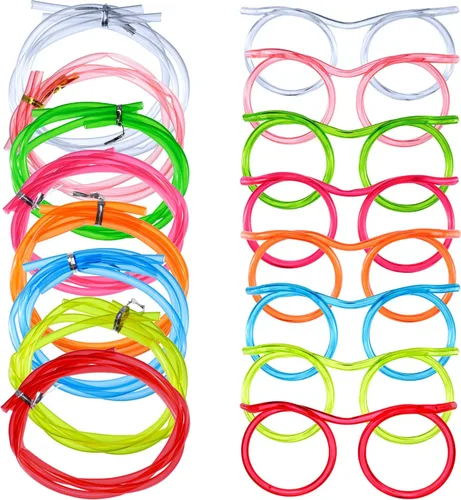 8 vasos de paja tontos, pajitas locas y divertidas, novedosas gafas para beber para reuniones anuales, fiestas divertidas, cumpleaños, varios colores