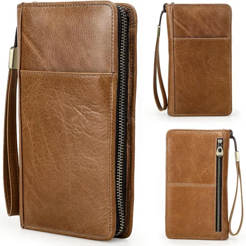 Miniatura 17 de Funda de cuero de grano superior para pasaporte de viaje para hombre y mujer, hecha a mano para 4 pasaportes y múltiples tarjetas, bloqueo RFID