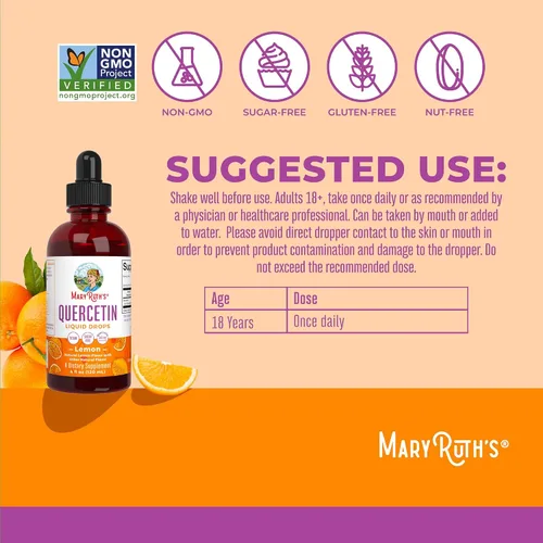 Miniatura 3 de MaryRuth Organics - Gotas líquidas de quercetina, sin azúcar, 500 mg para adultos de 18 años en adelante, salud cardiovascular para adultos