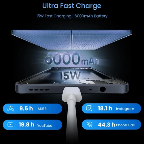Miniatura 4 de realme Note 70T 4G Smartphone 4+128GB, pantalla de 6.75 pulgadas, negro, pantalla de 90 Hz, batería de 6000 mAh, cámara de 32 MP, potente procesador
