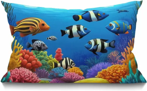 Miniatura 16 de Smooffly Funda de almohada rectangular rectangular rectangular con diseño de estrella de mar de playa y estrella de mar, funda de cojín de lino