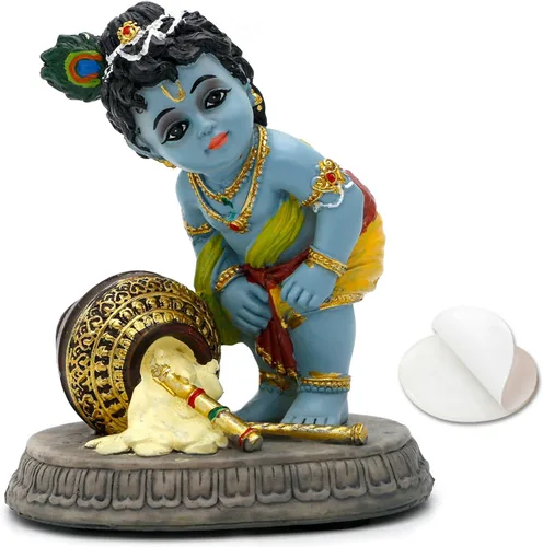 alikiki Estatua hindú de Dios Baby Krishna – 3.7 pulgadas de alto indio Señor Krishna ídolo Murti Diwali Pooja Regalos Decoración de tablero de