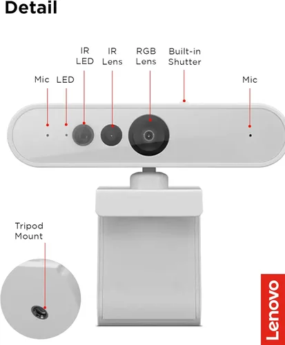 Miniatura 7 de Cámara web HD 1080p de Lenovo (510 FHD) - Cámara de monitor con zoom digital 4X, ángulo amplio de 95°, rotación y inclinación de 360° - Cámara