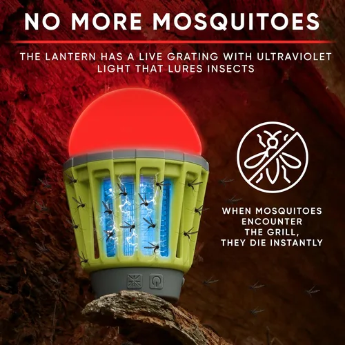 Miniatura 5 de Linterna de camping con protección contra mosquitos 220 lúmenes Batería recargable, carga USB tipo C Impermeable IP67 Luz blanca y roja
