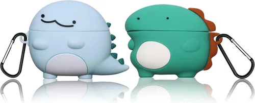[Paquete de 2] Funda de dinosaurio lindo para AirPods 3 2021, silicona de animales de dibujos animados 3D para AirPods de tercera generación, bonita
