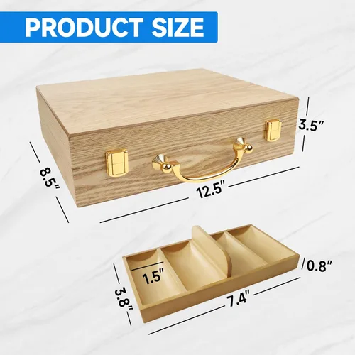 Miniatura 2 de GSE Games & Sports Expert Estuche de madera para fichas de póquer con 3 bandejas de fichas, capacidad para 300 fichas, soporte para fichas de póquer