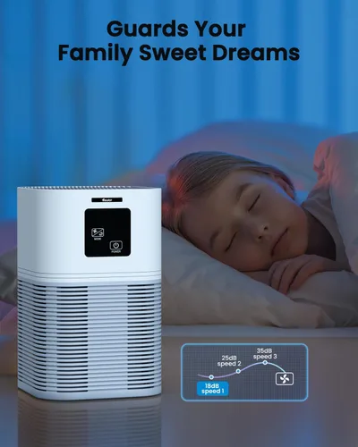 Miniatura 7 de Purificador de aire para habitación grande de hasta 350 pies cuadrados, filtro HEPA VEWIOR H13 con 6 ajustes de temporizador, aromaterapia