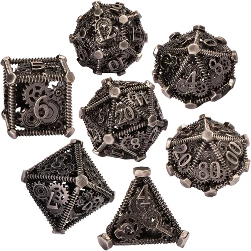 Miniatura 10 de DND - Juego de dados de metal, UBEUCK 7 piezas de dados de metal DND para cajas de juegos de mesa de Calabozos y Dragones