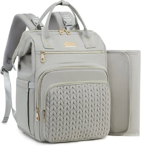 Miniatura 8 de AIJIEKE Bolsa de pañales, mochila grande para pañales de bebé de gran apertura, bolsa de viaje multifuncional para bebé, bolsa de pañales con Púrpura