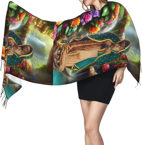 Miniatura 3 de Waygotee Our Lady Of Guadalupe Virgin Mary Soft Cashmere - Bufandas ligeras para mujer, chales grandes y envolturas de regalo de Navidad, Aa-08