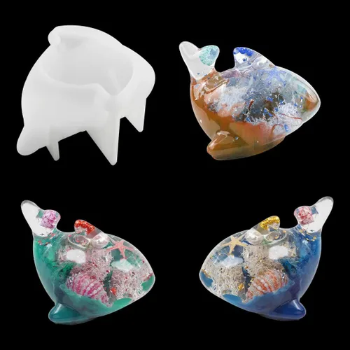 Molde de resina de delfín, molde de silicona animal 3D para joyería de resina epoxi, molde de fundición de silicona para manualidades de resina,