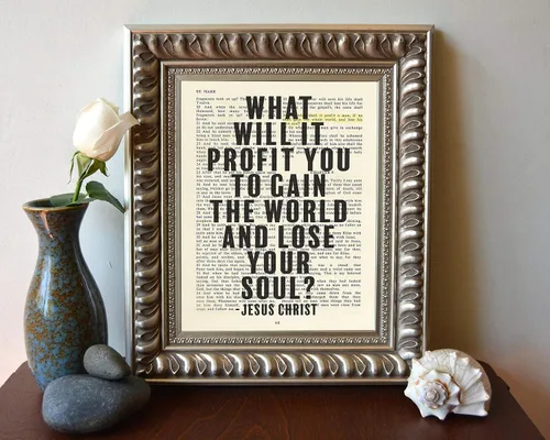 Miniatura 2 de What Will It Profit You To Gain the World and Lose Your Soul, cita de Jesucristo, Marcos 8:36, impresión de arte cristiano, sin marco, arte de pared