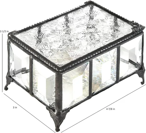 Miniatura 4 de J Devlin - Caja de cristal biselado, caja decorativa para joyas, decoración de recuerdo, cristal transparente, caja 762