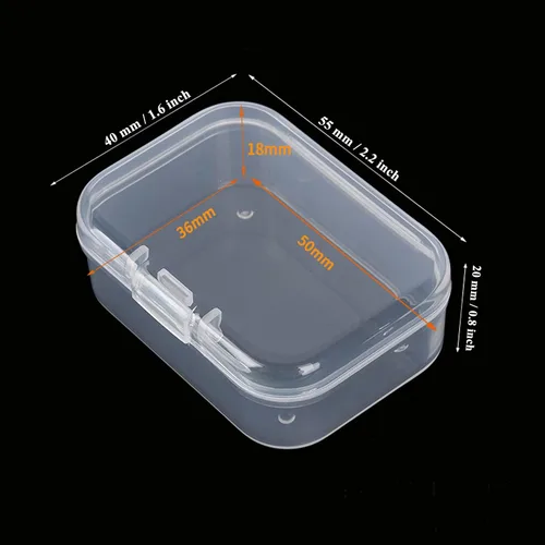 Miniatura 2 de LJY 100 contenedores rectangulares vacíos de plástico transparente con tapas con bisagras (2.2 x 1.6 x 0.8 pulgadas, transparente)