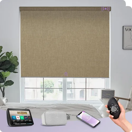 Miniatura 12 de Graywind Persiana enrollable motorizada funciona con Alexa Google, persianas inteligentes 100% opacas recargables con control remoto de motor