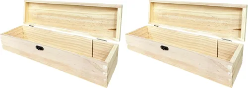 Miniatura 5 de Caja de madera sin terminar para manualidades con cierre Caja de madera sin pintar rectangular para herramientas de artista de bricolaje Estuche