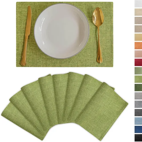 Miniatura 53 de Demetex Juego de 4 manteles individuales de lino resistentes al calor, manteles individuales de arpillera para comedor, cocina, banquete, lino claro