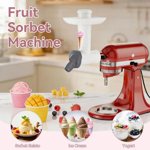 Miniatura 4 de Accesorio para máquina de helados para batidora de pie KitchenAid, máquina de postres suaves con frutas congeladas sin lácteos, máquina de yogur
