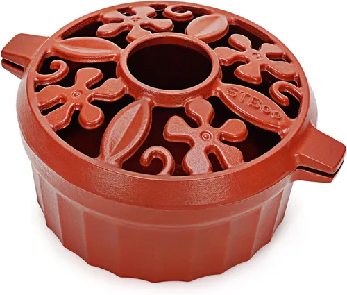 Vaporizador de Estufa de Leña: Humidificador de Chimenea de Hierro Fundido | Olla Interior para Calefacción del Hogar | Tazón Redondo Accesorios Rojo