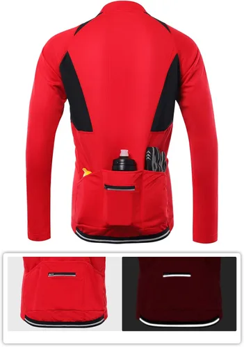 Miniatura 17 de ARSUXEO Camisetas de ciclismo de media cremallera para hombre Camisas de ciclismo de montaña de manga larga 6031