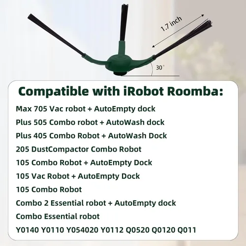 Miniatura 2 de Paquete de 6 cepillos de barrido de bordes compatibles con iRobot Roomba 705/505/405/205/105/105/Essential Series Robot Side Brush Partes