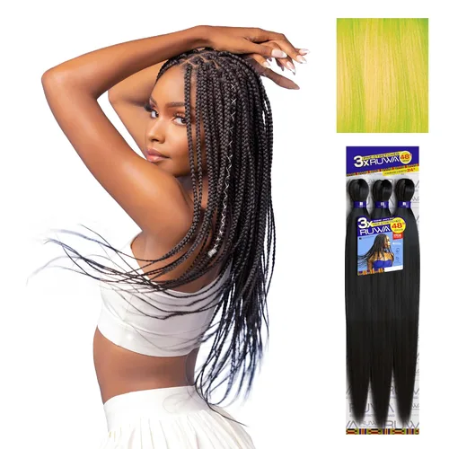 Miniatura 32 de Sensationnel Ruwa - Cabello trenzado preestirado, 3 x 48 pulgadas, repelente al agua, kanekalon, de secado rápido, sintético, sin picazón