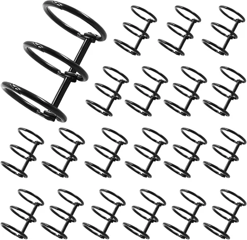 Miniatura 6 de Bonsicoky 10 piezas de 3 anillas de metal para hojas sueltas con bisagras de cierre, con diámetro interior de 20 mm, anillas para libros para diario