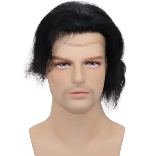 Miniatura 3 de Toupee para hombres, piezas de cabello 100% europeo, sistema de reemplazo de cabello humano virgen de 10 x 8 pulgadas, mono encaje con poliuretano