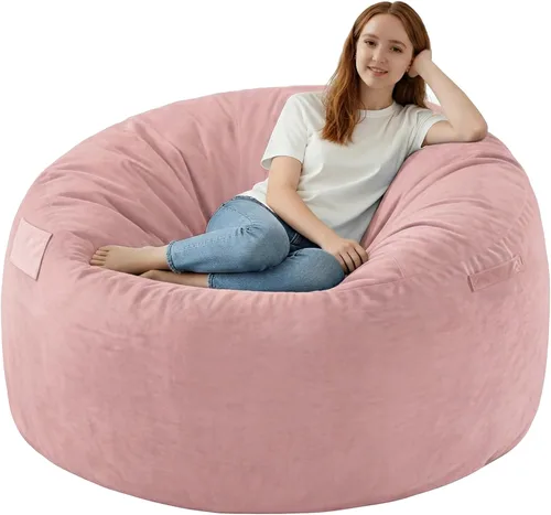 Miniatura 78 de Silla de Puf de 3 Pies, Sillas de Puf Cómodas con Relleno de Espuma Viscoelástica, Sofá de Puf Esponjoso con Funda de Terciopelo Holandés, Sillas