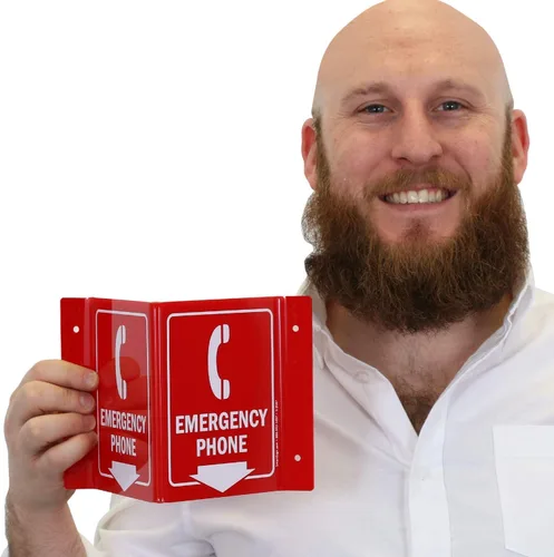 Miniatura 2 de SmartSign Letrero de proyección "Teléfono de emergencia" Acrílico de 5 x 6 pulgadas