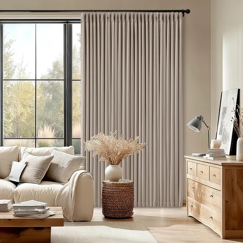 Miniatura 40 de Juego de 2 paneles de cortinas plisadas negras de 80 pulgadas para sala de estar, cortinas plisadas de lino con forro de 80 pulgadas de largo, 100%
