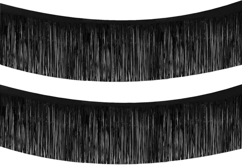 Miniatura 10 de Guirnalda de Flecos de Papel Aluminio Negro 10 Pies 6 Paquetes, Pancartas de Flecos de Oropel Metálico para Decoraciones de Carrozas de Desfile