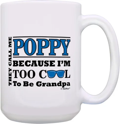 Miniatura 9 de ThisWear Regalo del Día del Padre para Pop-Pop Too Cool to Be a Grandpa Gafas de sol Regalo 11oz Taza de café de cerámica con asa 11oz - Pop-Pop