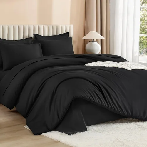 Miniatura 19 de Litanika Cama en una Bolsa King Beige - Juego de Ropa de Cama de 7 Piezas Tamaño King, Juego de Edredón de Cama, Juego de Edredón con Edredón, 02