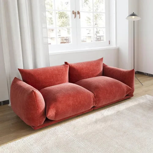 Miniatura 25 de JACH Otomana Cómoda de Estilo Moderno de Mediados de Siglo, Reposapiés de Sofá de Chenilla con Cojín Grueso, Muebles Taburete de 26" para Espacios
