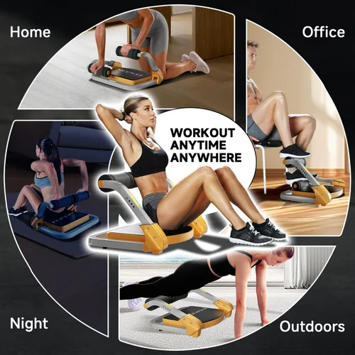 Miniatura 8 de Entrenador abdominal/máquina de crujidos, equipo de entrenamiento abdominal, resistencia ajustable 4, máquina de abdominales para entrenamiento