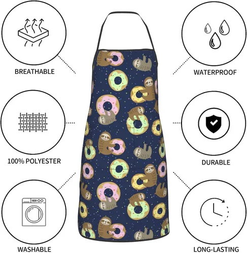Miniatura 7 de Delantales rosados para cocinero de cocina, impermeable, ajustable, divertido delantal para barbacoa con bolsillos para hombres y mujeres