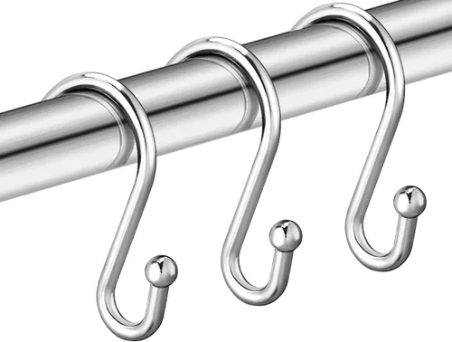 Miniatura 7 de Ganchos para cortina de ducha, juego de 12 anillos decorativos en forma de S a prueba de óxido, ganchos multiusos en S (dorado)