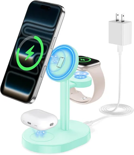 Miniatura 30 de Hevanto 25W 3 in 1 Super Fast Charging Station for Apple MagSafe Charger, Wireless Magnetic Mag-Safe Charger Stand for iPhone 17 16 15 14 13 12