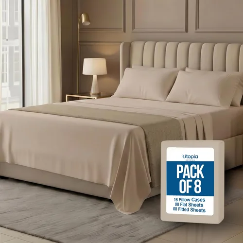 Miniatura 24 de Utopia Bedding Juego de sábanas de tamaño King, paquete a granel de 8 sábanas, microfibra suave cepillada, bolsillos profundos, resistente al