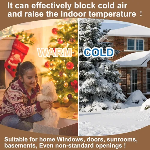 Miniatura 7 de Kit de aislamiento de ventana para invierno, sellador de cubierta de ventana con aislamiento de plástico ajustable, reutilizable, grueso